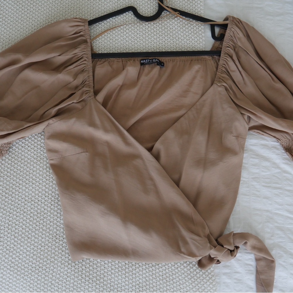 Nasty Gal Tan Wrap Top